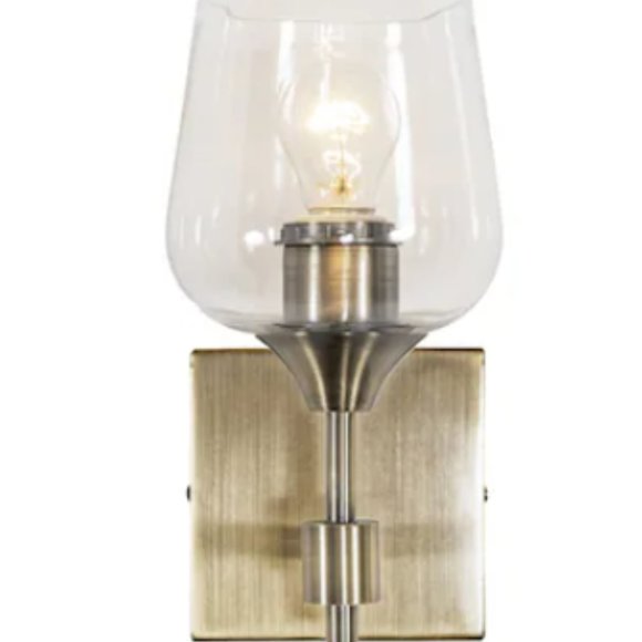 Recycled Glass Antique Brass Bath Vanity Light Sconces (Set of 3) - Picture 2 of 4